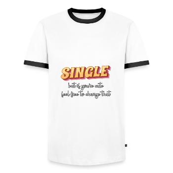 Single - Men's Ringer Shirt - white/black - Front - AI Model Female 172 light (172cm) & AI Model Male 178 dark (178cm)