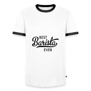 Meilleur barista de tous les temps - T-shirt contrasté Homme - blanc/noir - Devant - AI Model Female 172 light (172cm) & AI Model Male 178 dark (178cm)