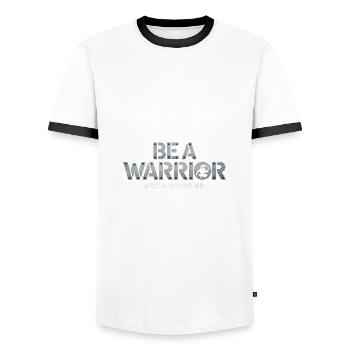 Be a warrior, not a worrier inspirational saying - Men's Ringer Shirt - white/black - Front - AI Model Female 172 light (172cm) & AI Model Male 178 dark (178cm)