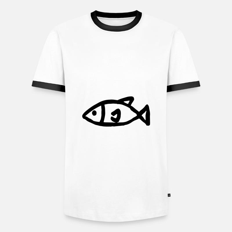 Fish Sketch Drawing - Men's Ringer Shirt - white/black