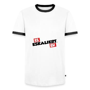 Es eskaliert eh - Männer Kontrast-T-Shirt - Weiß/Schwarz - Vorne - AI Model Female 172 light (172cm) & AI Model Male 178 dark (178cm)