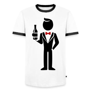 Groom Wedding Bachelor Party - Men's Ringer Shirt - white/black - Front - AI Model Female 172 light (172cm) & AI Model Male 178 dark (178cm)