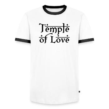 TEMPLE DE L’AMOUR Liebe Tempel - T-shirt contrasté Homme - blanc/noir - Devant - AI Model Female 172 light (172cm) & AI Model Male 178 dark (178cm)