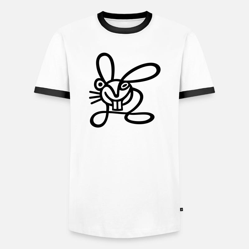 Stroke Hare - Men's Ringer Shirt - white/black