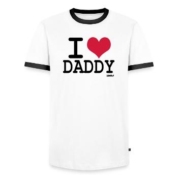i love daddy by wam - Men's Ringer Shirt - white/black - Front - AI Model Female 172 light (172cm) & AI Model Male 178 dark (178cm)