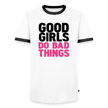 bonnes filles font de mauvaises choses - T-shirt contrasté Homme - blanc/noir - Devant - AI Model Female 172 light (172cm) & AI Model Male 178 dark (178cm)