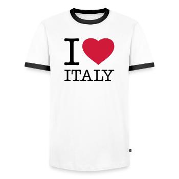 I LOVE ITALY Italien - Men's Ringer Shirt - white/black - Front - AI Model Female 172 light (172cm) & AI Model Male 178 dark (178cm)