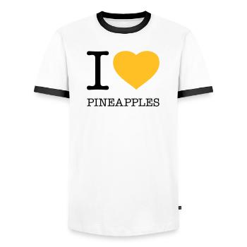 I LOVE PINEAPPLES Ananas - Männer Kontrast-T-Shirt - Weiß/Schwarz - Vorne - AI Model Female 172 light (172cm) & AI Model Male 178 dark (178cm)