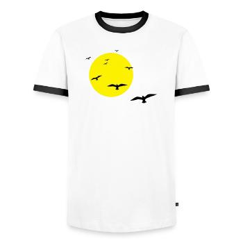 Abendflug - Männer Kontrast-T-Shirt - Weiß/Schwarz - Vorne - AI Model Female 172 light (172cm) & AI Model Male 178 dark (178cm)