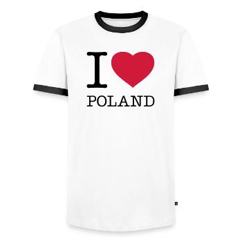 I LOVE POLAND Polen Polska - Men's Ringer Shirt - white/black - Front - AI Model Female 172 light (172cm) & AI Model Male 178 dark (178cm)