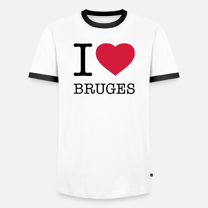 I LOVE BRUGES Brügge - Männer Kontrast-T-Shirt - Weiß/Schwarz