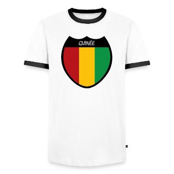 Guinée - T-shirt contrasté Homme - blanc/noir - Devant - AI Model Female 172 light (172cm) & AI Model Male 178 dark (178cm)