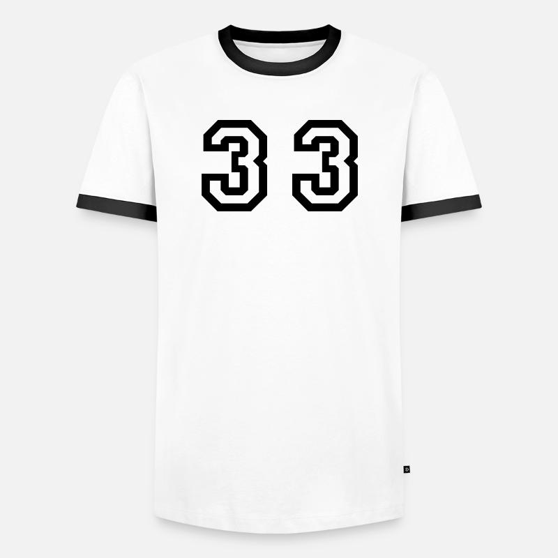 Number - 33 - Thirty Three - Men's Ringer Shirt - white/black
