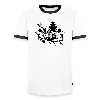 Outils pour les bûcherons - T-shirt contrasté Homme - blanc/noir - Devant - AI Model Female 172 light (172cm) & AI Model Male 178 dark (178cm)