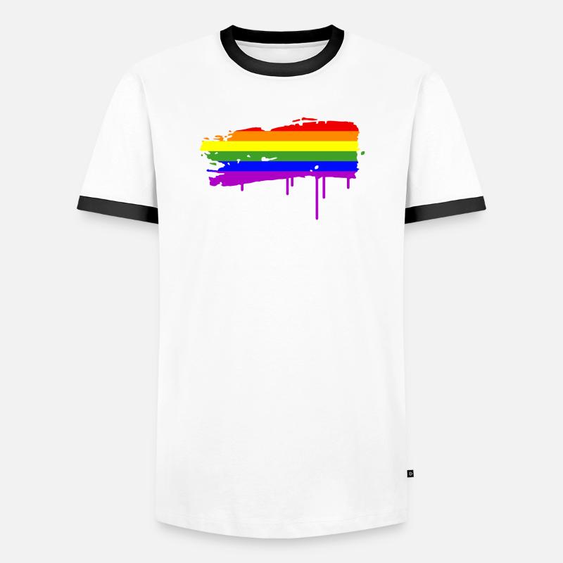 Regenbogenfahne Graffiti - Männer Kontrast-T-Shirt - Weiß/Schwarz