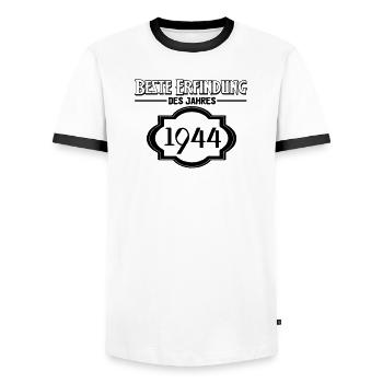 Beste Erfindung des Jahres 1944 Geschenk - Männer Kontrast-T-Shirt - Weiß/Schwarz - Vorne - AI Model Female 172 light (172cm) & AI Model Male 178 dark (178cm)