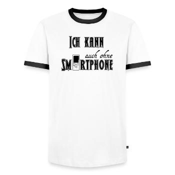 Ohne Smartphone Geschenk - Männer Kontrast-T-Shirt - Weiß/Schwarz - Vorne - AI Model Female 172 light (172cm) & AI Model Male 178 dark (178cm)