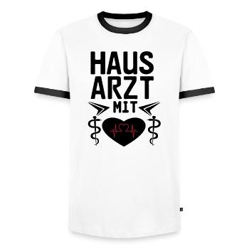 Hausarzt mit Herz Geschenk - Männer Kontrast-T-Shirt - Weiß/Schwarz - Vorne - AI Model Female 172 light (172cm) & AI Model Male 178 dark (178cm)