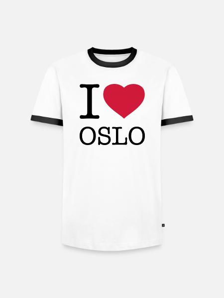 I LOVE OSLO Norway - Men's Ringer Shirt - white/black
