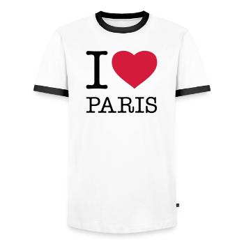 I LOVE PARIS - Männer Kontrast-T-Shirt - Weiß/Schwarz - Vorne - AI Model Female 172 light (172cm) & AI Model Male 178 dark (178cm)