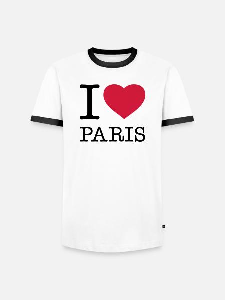 I LOVE PARIS - Männer Kontrast-T-Shirt - Weiß/Schwarz