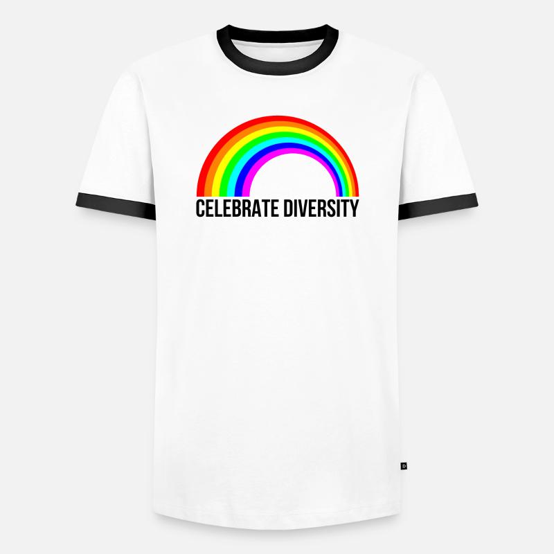 Celebrate Diversity Rainbow Statement - Männer Kontrast-T-Shirt - Weiß/Schwarz