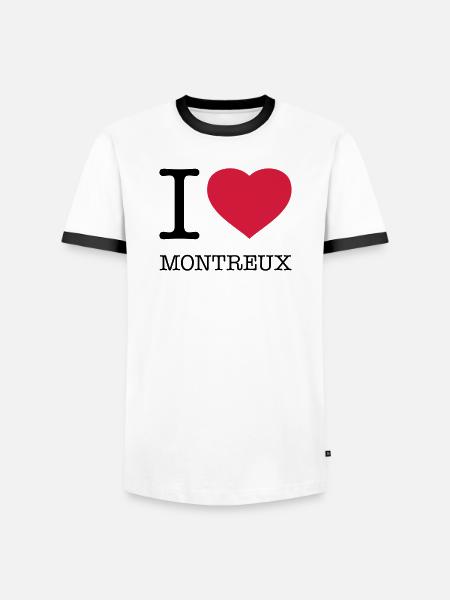 J’AIME MONTREUX - T-shirt contrasté Homme - blanc/noir