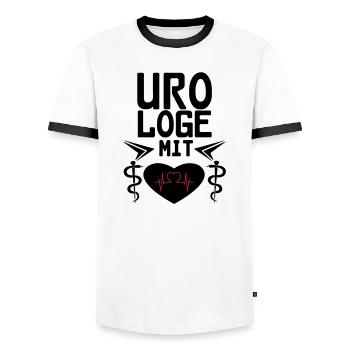 Urologe mit Herz Geschenk - Männer Kontrast-T-Shirt - Weiß/Schwarz - Vorne - AI Model Female 172 light (172cm) & AI Model Male 178 dark (178cm)