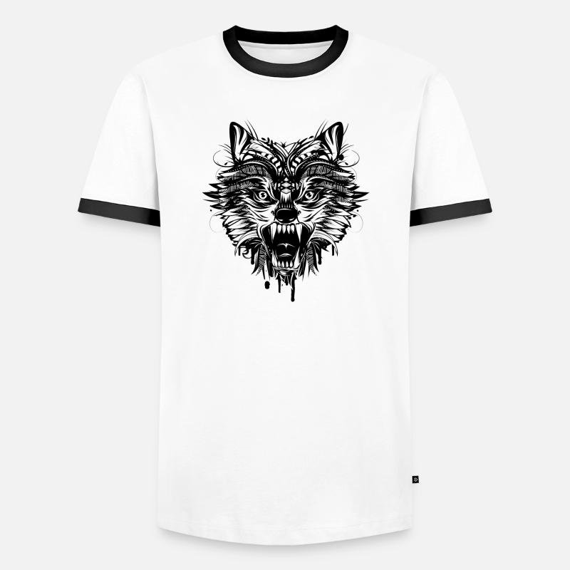 dangerous wolf - Men's Ringer Shirt - white/black