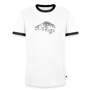 Zander - Männer Kontrast-T-Shirt - Weiß/Schwarz - Vorne - AI Model Female 172 light (172cm) & AI Model Male 178 dark (178cm)
