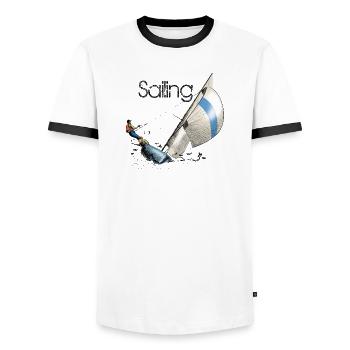 sailing - Men's Ringer Shirt - white/black - Front - AI Model Female 172 light (172cm) & AI Model Male 178 dark (178cm)