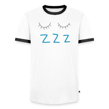 sleep - Men's Ringer Shirt - white/black - Front - AI Model Female 172 light (172cm) & AI Model Male 178 dark (178cm)