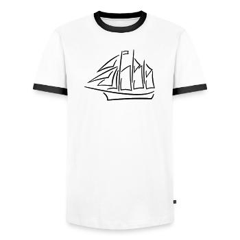Segelschiff fett - Männer Kontrast-T-Shirt - Weiß/Schwarz - Vorne - AI Model Female 172 light (172cm) & AI Model Male 178 dark (178cm)