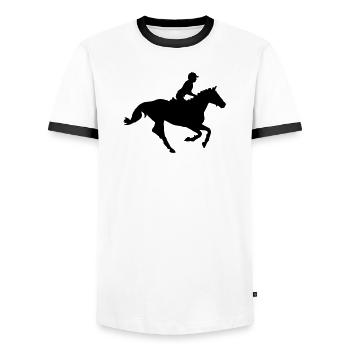 Horse sport - Men's Ringer Shirt - white/black - Front - AI Model Female 172 light (172cm) & AI Model Male 178 dark (178cm)
