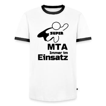 Super MTA Geschenk - Männer Kontrast-T-Shirt - Weiß/Schwarz - Vorne - AI Model Female 172 light (172cm) & AI Model Male 178 dark (178cm)