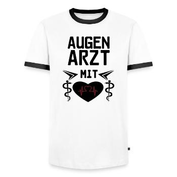 Augenarzt mit Herz Geschenk - Männer Kontrast-T-Shirt - Weiß/Schwarz - Vorne - AI Model Female 172 light (172cm) & AI Model Male 178 dark (178cm)