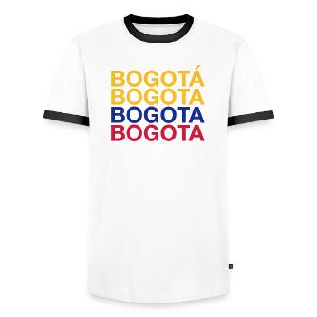 BOGOTA Colombia Kolumbien - Männer Kontrast-T-Shirt - Weiß/Schwarz - Vorne - AI Model Female 172 light (172cm) & AI Model Male 178 dark (178cm)