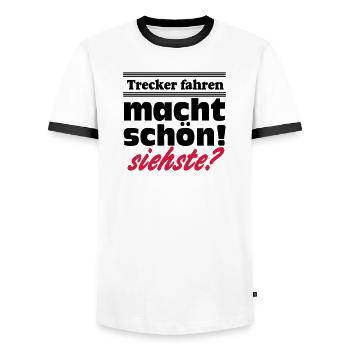 Traktor , Trecker , Trecker fahren (25) - Männer Kontrast-T-Shirt - Weiß/Schwarz - Vorne - AI Model Female 172 light (172cm) & AI Model Male 178 dark (178cm)