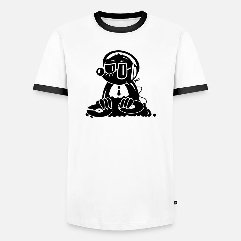 the Mole as a DJ - Men's Ringer Shirt - white/black