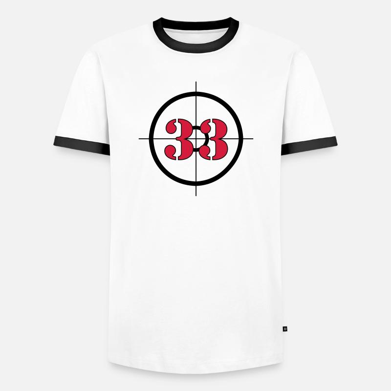 Stellt: 33 (V) - Männer Kontrast-T-Shirt - Weiß/Schwarz