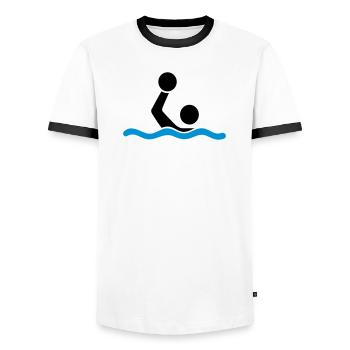 water polo - Men's Ringer Shirt - white/black - Front - AI Model Female 172 light (172cm) & AI Model Male 178 dark (178cm)