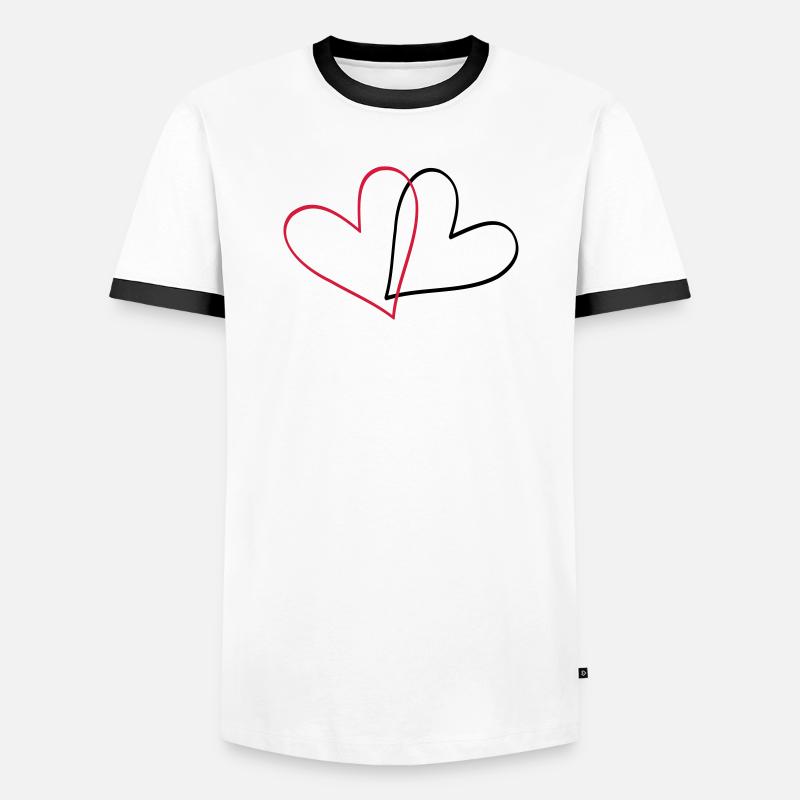 Herzen Herz Geschenkidee Partnerlook - Männer Kontrast-T-Shirt - Weiß/Schwarz