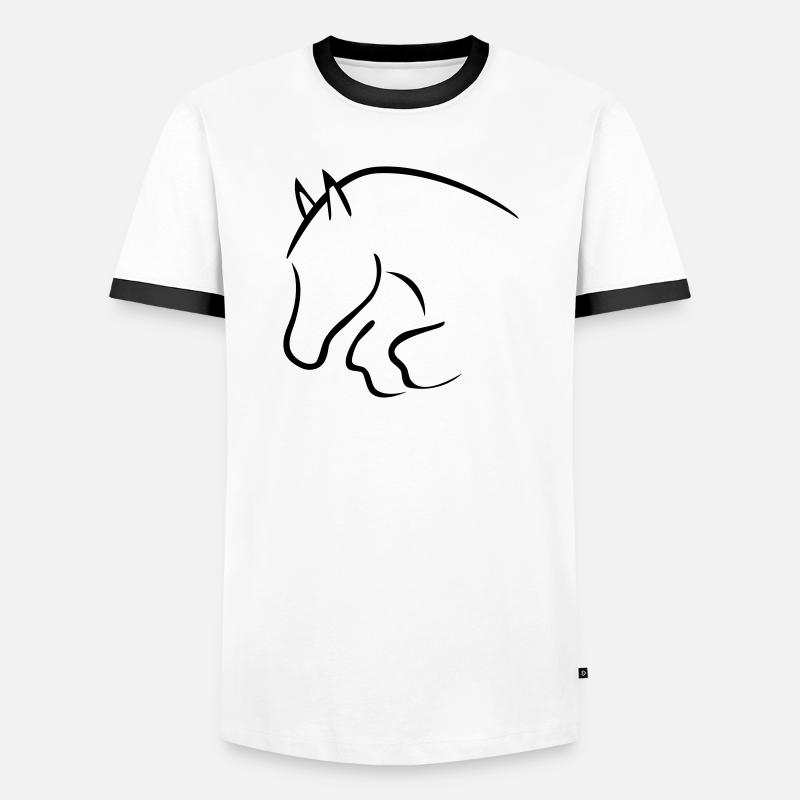Springpferd - Männer Kontrast-T-Shirt - Weiß/Schwarz