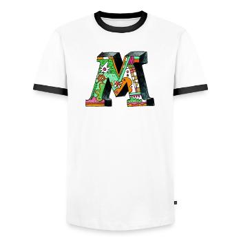 M Farbexplosion Doodle-Kunst - Männer Kontrast-T-Shirt - Weiß/Schwarz - Vorne - AI Model Female 172 light (172cm) & AI Model Male 178 dark (178cm)