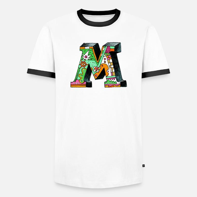 M Farbexplosion Doodle-Kunst - Männer Kontrast-T-Shirt - Weiß/Schwarz
