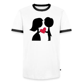 Lustige Geschenke zur Hochzeit - Männer Kontrast-T-Shirt - Weiß/Schwarz - Vorne - AI Model Female 172 light (172cm) & AI Model Male 178 dark (178cm)