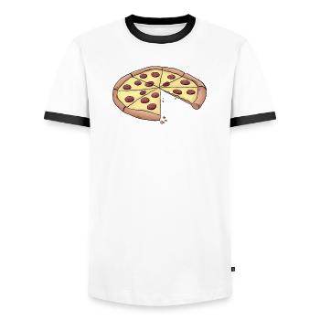 Pizza for parent-baby partner look - Men's Ringer Shirt - white/black - Front - AI Model Female 172 light (172cm) & AI Model Male 178 dark (178cm)