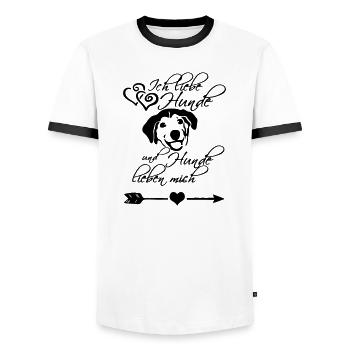 Ich liebe Hunde Liebe Tier Haustier Geschenk - Männer Kontrast-T-Shirt - Weiß/Schwarz - Vorne - AI Model Female 172 light (172cm) & AI Model Male 178 dark (178cm)