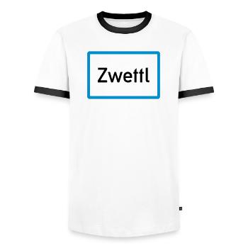 Zwettl - Männer Kontrast-T-Shirt - Weiß/Schwarz - Vorne - AI Model Female 172 light (172cm) & AI Model Male 178 dark (178cm)
