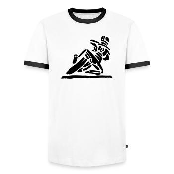 Hanging_of - Männer Kontrast-T-Shirt - Weiß/Schwarz - Vorne - AI Model Female 172 light (172cm) & AI Model Male 178 dark (178cm)